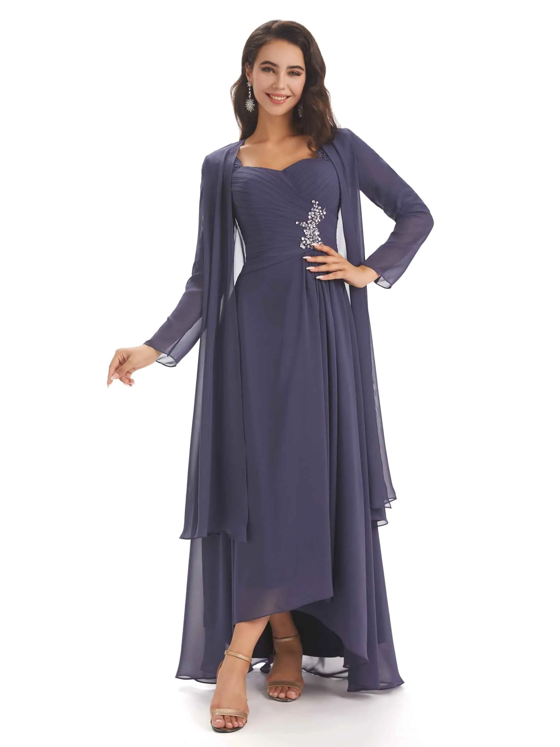 Elegant A-line Chiffon Long Sleeves High-Low Mother of The Bride Dresses sold by ChicSew