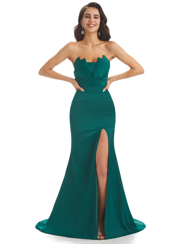 Sexy Side Slit Soft Satin African Modern Long Mermaid Bridesmaid Dresses sold by ChicSew product image thumbnail 2