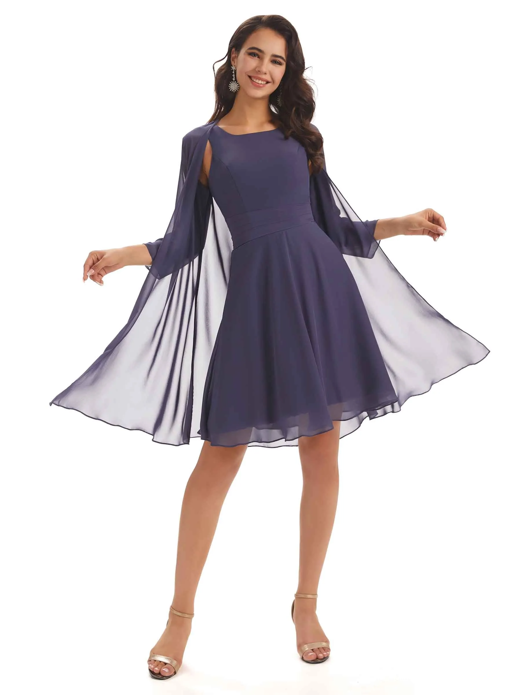 Elegant Chiffon A-line Knee Length Mother Of The Bride Dresses With Jacket sold by ChicSew product image thumbnail 2