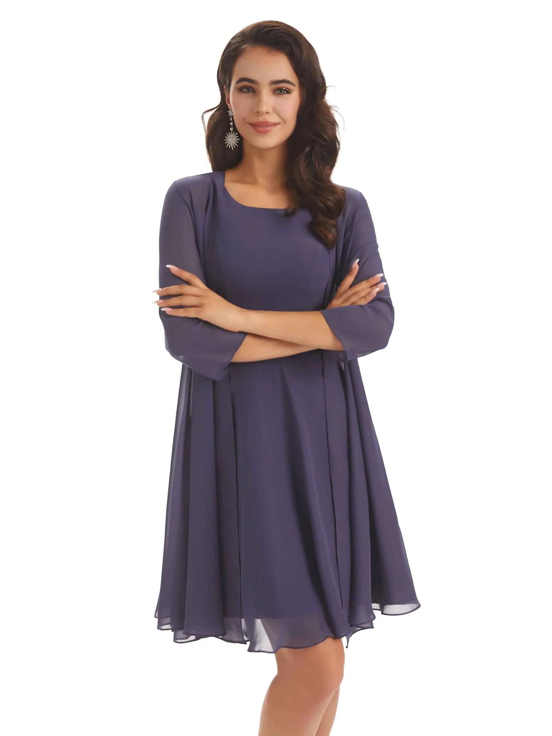 Elegant Chiffon A-line Knee Length Mother Of The Bride Dresses With Jacket sold by ChicSew product image thumbnail 5