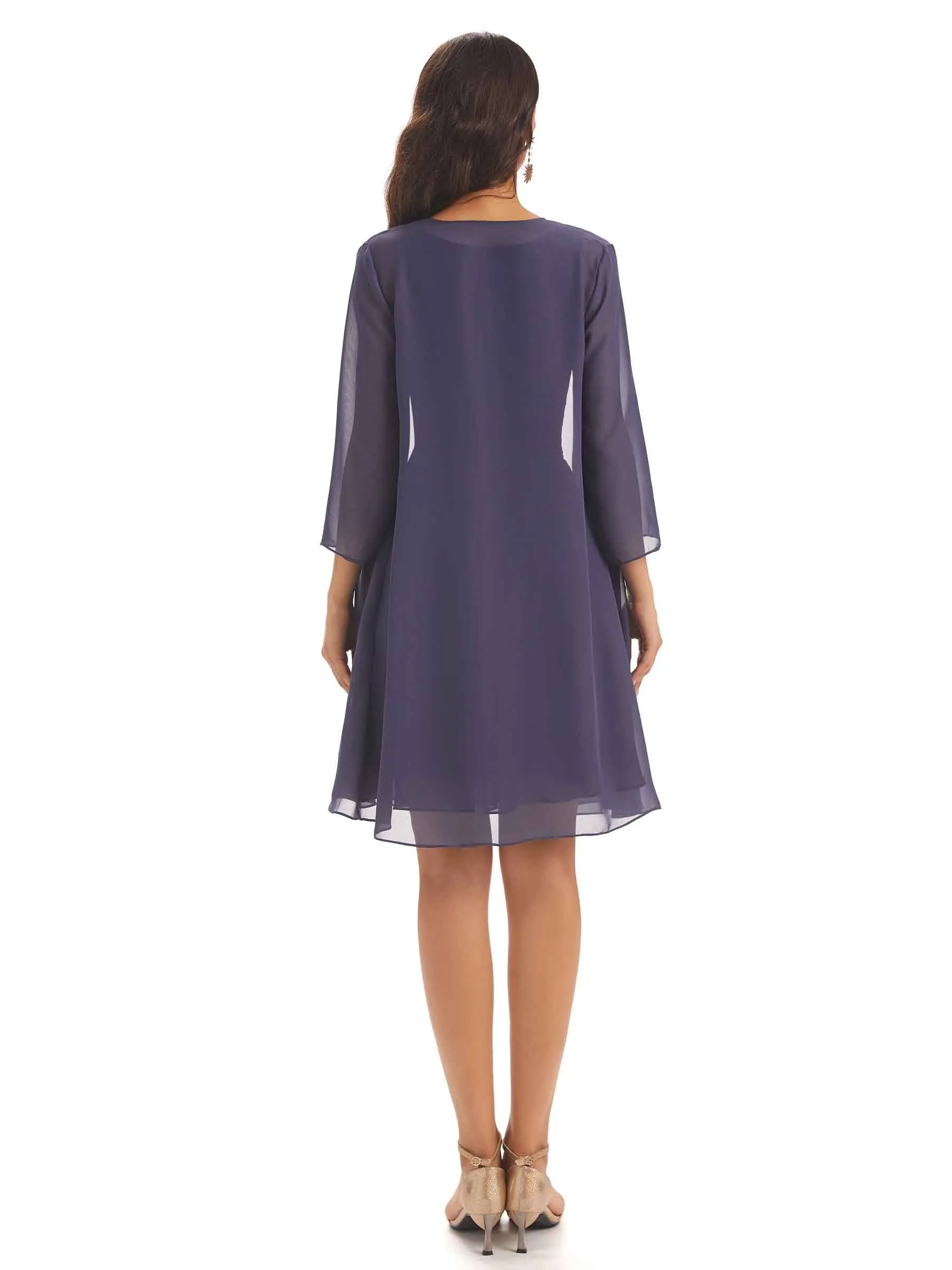 Elegant Chiffon A-line Knee Length Mother Of The Bride Dresses With Jacket sold by ChicSew product image thumbnail 3