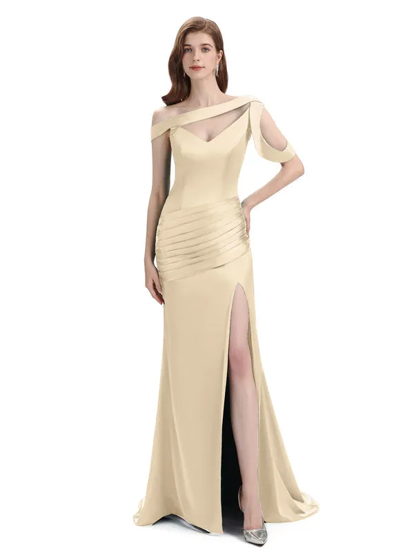 Sexy Soft Satin Mismatched Champagne Mermaid Long Bridesmaid Dresses Online, Maid of Honor Dresses sold by ChicSew product image thumbnail 2