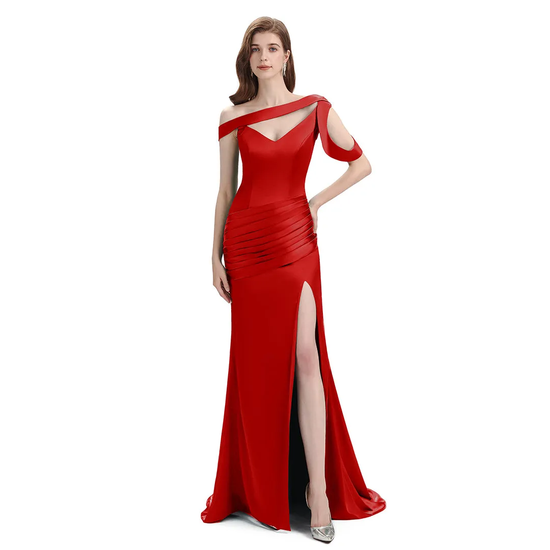 Sexy Soft Satin Mismatched Red Mermaid Long Bridesmaid Dresses Online, Red Maid of Honor Dresses sold by ChicSew product image thumbnail 2