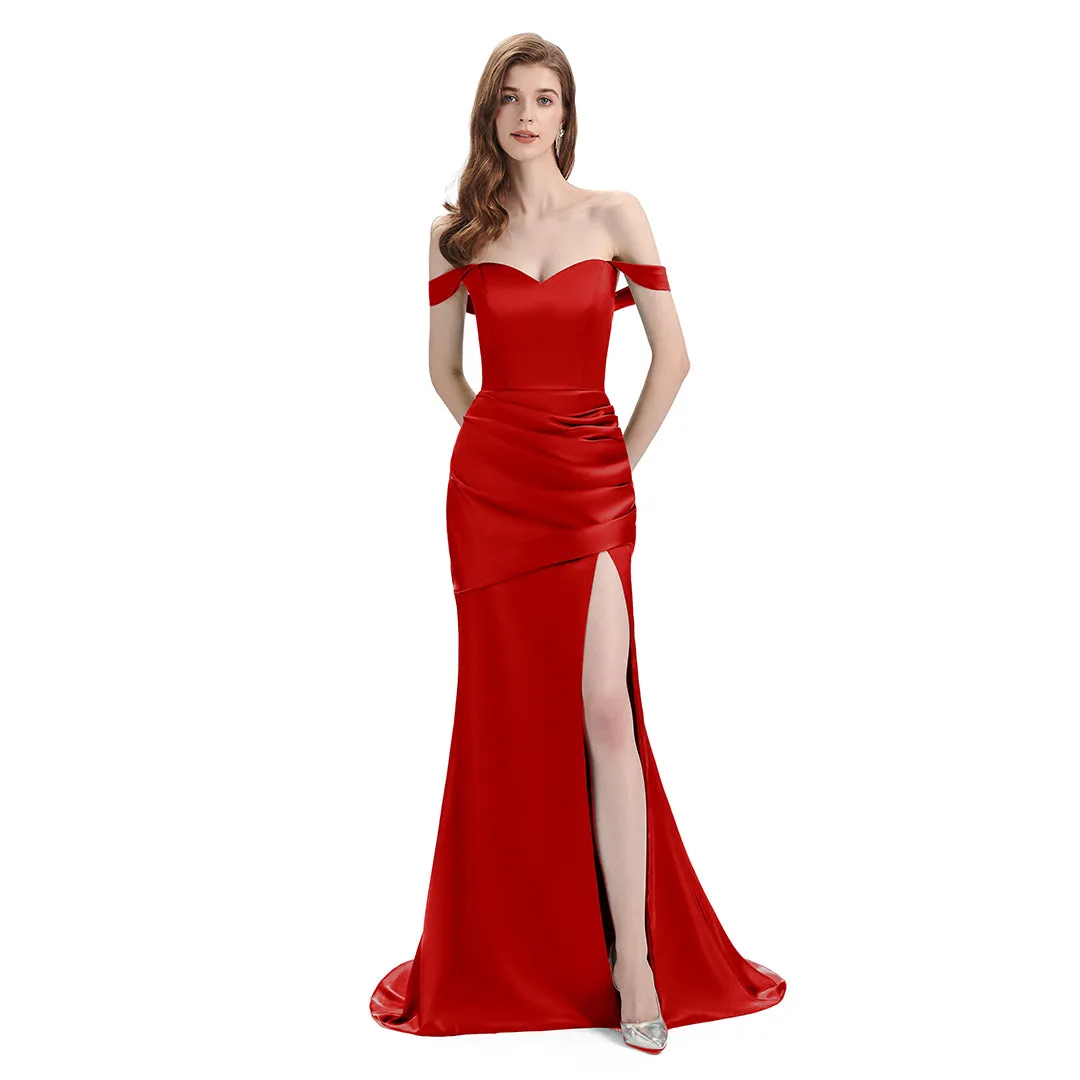 Sexy Soft Satin Mismatched Red Mermaid Long Bridesmaid Dresses Online, Red Maid of Honor Dresses sold by ChicSew product image thumbnail 5