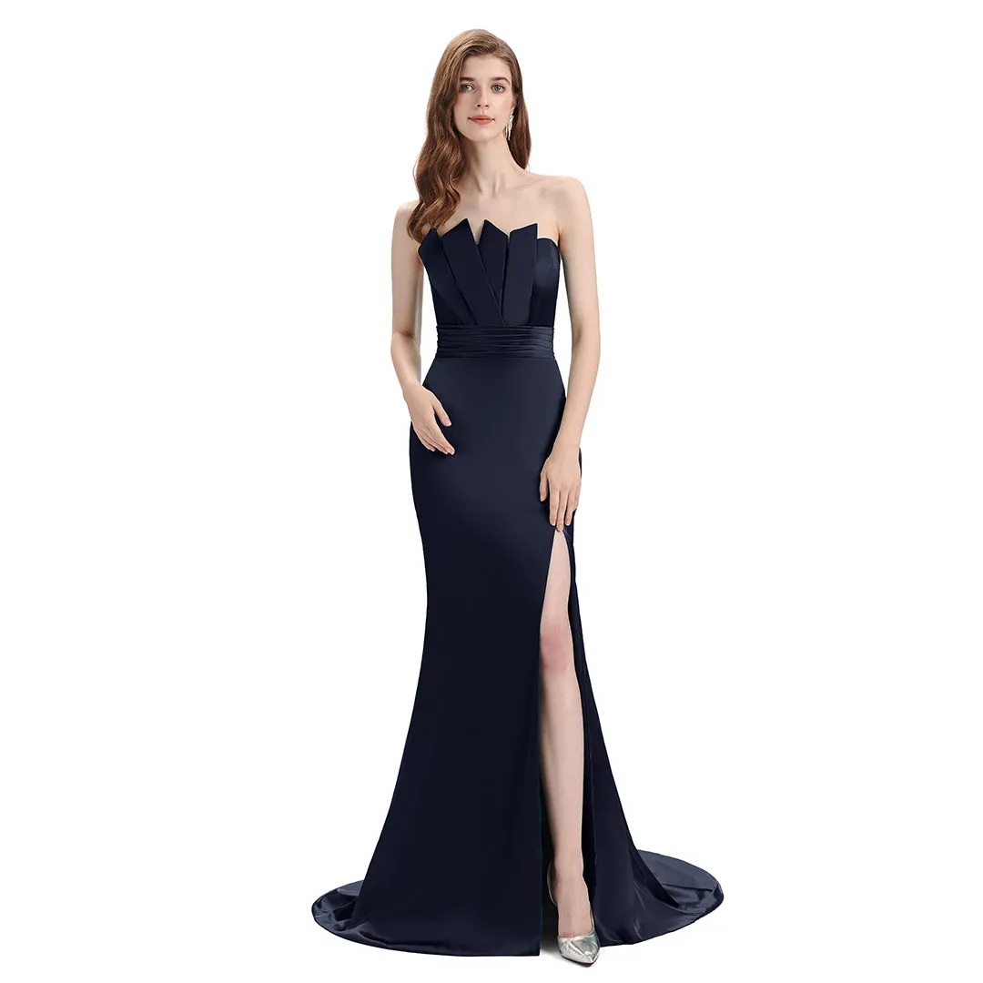Sexy Soft Satin Mismatched Navy Mermaid Long Bridesmaid Dresses Online sold by ChicSew product image thumbnail 3