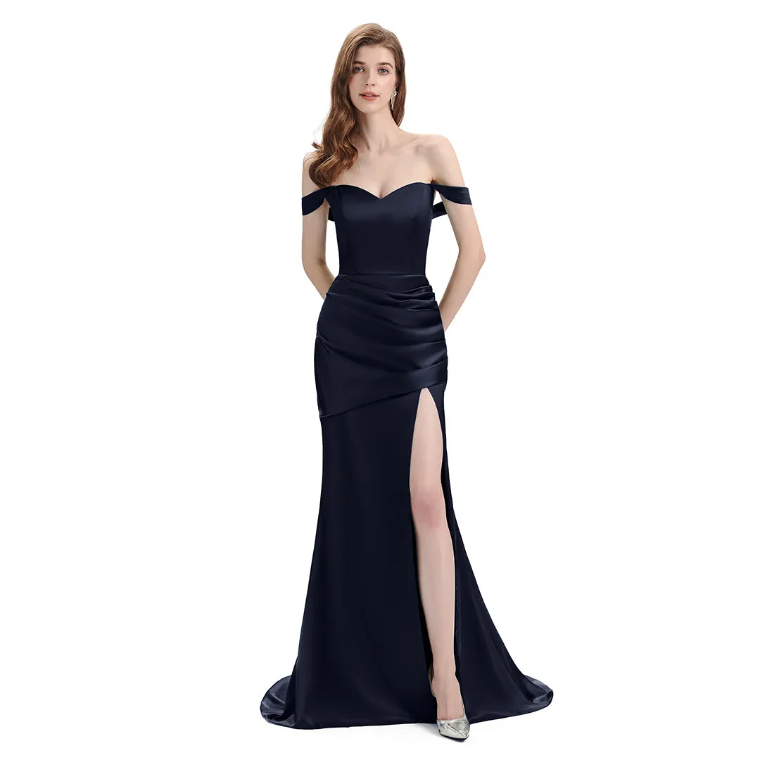 Sexy Soft Satin Mismatched Navy Mermaid Long Bridesmaid Dresses Online sold by ChicSew product image thumbnail 5