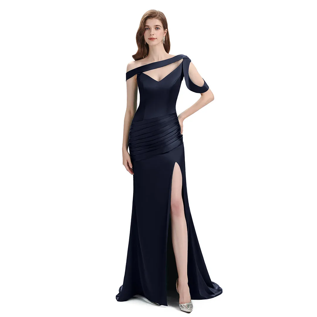 Sexy Soft Satin Mismatched Navy Mermaid Long Bridesmaid Dresses Online sold by ChicSew product image thumbnail 2