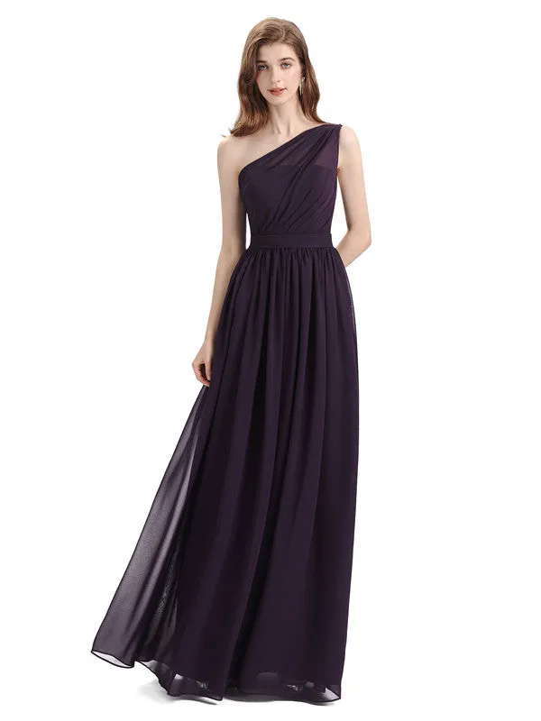 Popular One Shoulder A-line Floor-length Chiffon Bridesmaid Dresses made by ChicSew