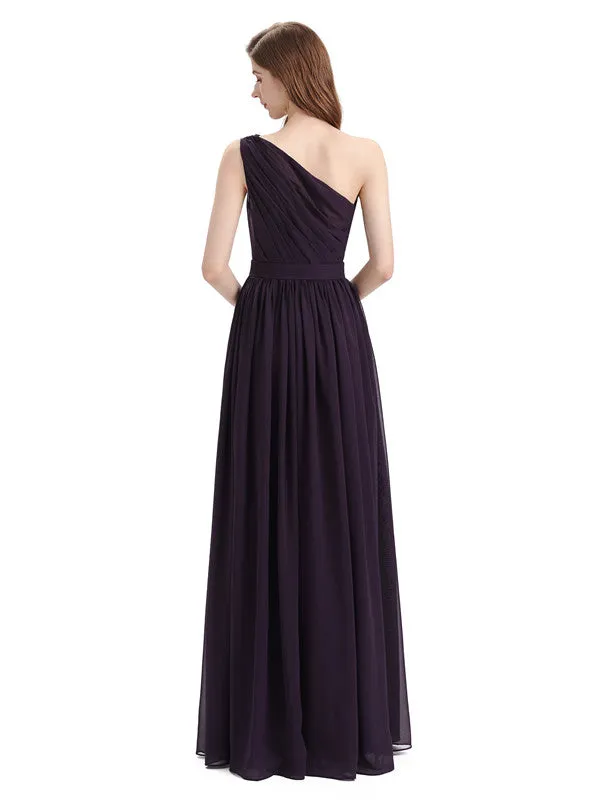 Popular One Shoulder A-line Floor-length Chiffon Bridesmaid Dresses sold by ChicSew product image thumbnail 3