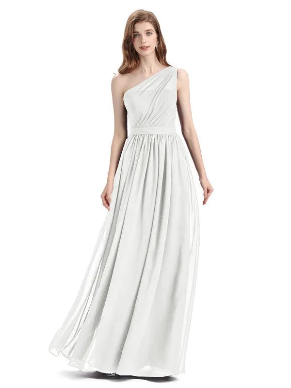 Popular One Shoulder A-line Floor-length Chiffon Bridesmaid Dresses sold by ChicSew product image thumbnail 5