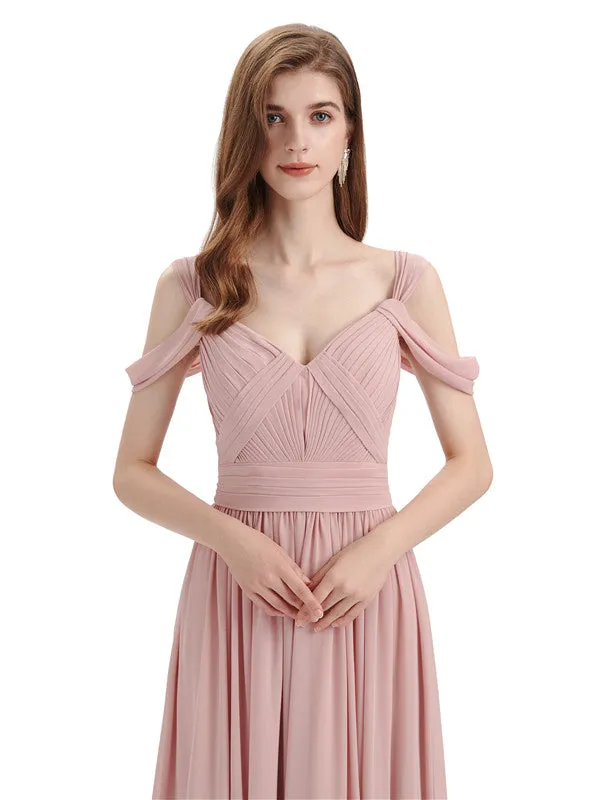 Simple Off-shoulder Chiffon Floor-Length Long Bridesmaid Dresses sold by ChicSew product image thumbnail 2