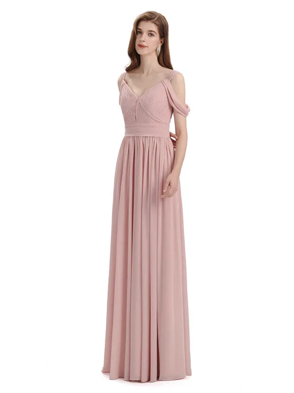Simple Off-shoulder Chiffon Floor-Length Long Bridesmaid Dresses sold by ChicSew product image thumbnail 5