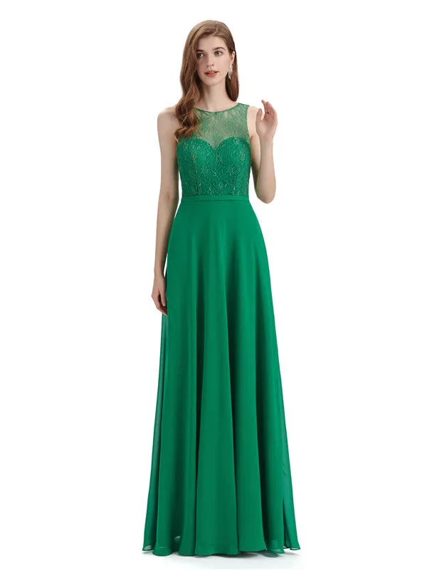 A-line Chiffon Floor-Length Sleeveless Long Bridesmaid Dresses sold by ChicSew product image thumbnail 4