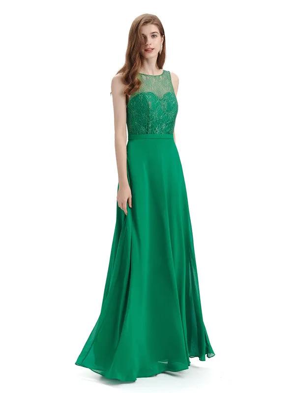 A-line Chiffon Floor-Length Sleeveless Long Bridesmaid Dresses sold by ChicSew