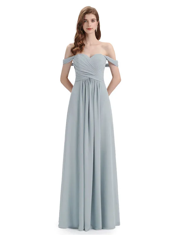 Elegant Off-The-Shoulder Sweetheart Maxi Bridesmaid Dresses Online sold by ChicSew