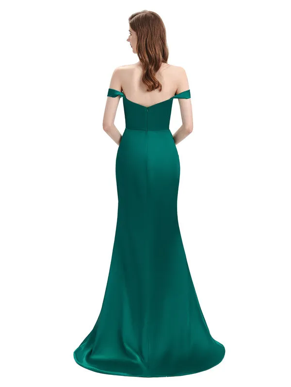 Sexy Soft satin Side Slit Off The Shoulder Floor-Length Mermaid Bridesmaid Dresses sold by ChicSew product image thumbnail 4