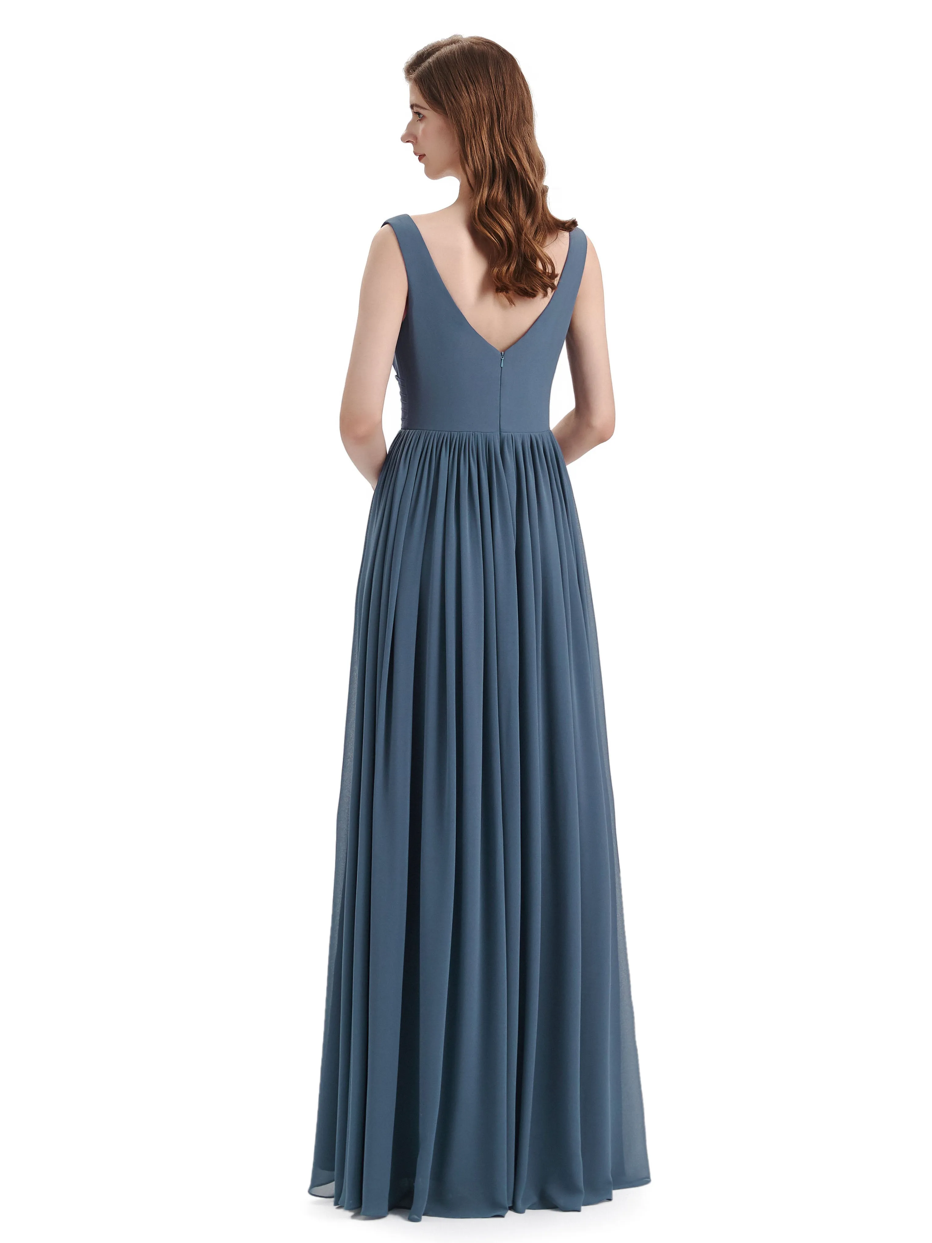 Elegant V-neck Floor Lenght Bridesmaid Dresses sold by ChicSew product image thumbnail 3