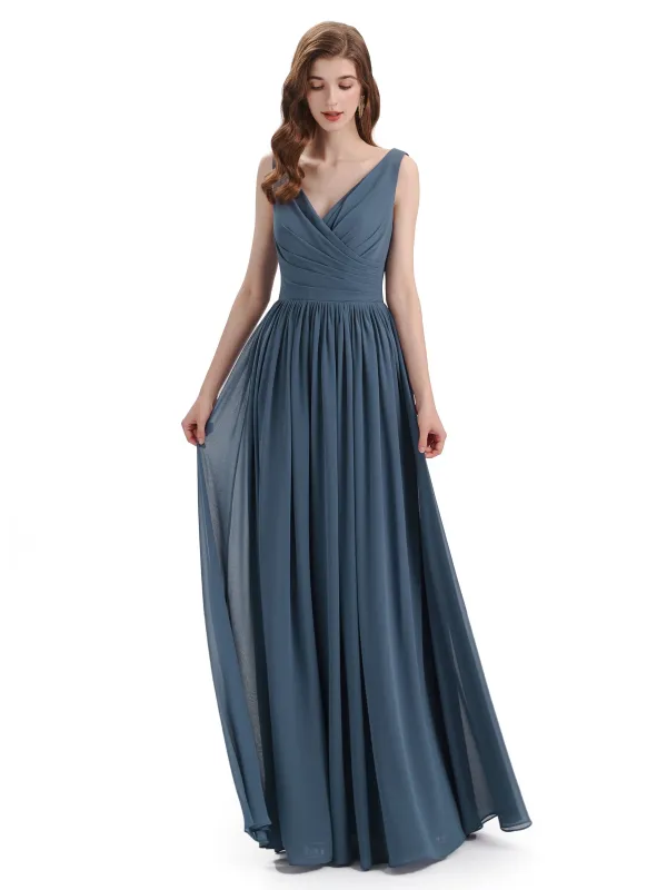 Elegant V-neck Floor Lenght Bridesmaid Dresses sold by ChicSew