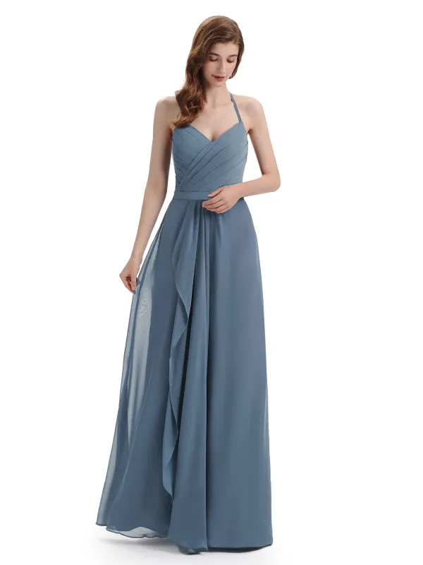 Charming Halter V-neck Floor Length Bridesmaid Dresses sold by ChicSew