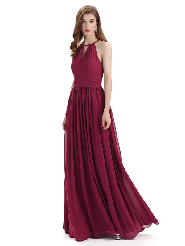 A-line Halter Simple Floor-Length Bridesmaid Dresses sold by ChicSew product image thumbnail 5