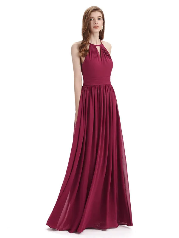A-line Halter Simple Floor-Length Bridesmaid Dresses sold by ChicSew product image thumbnail 3