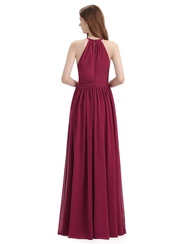 A-line Halter Simple Floor-Length Bridesmaid Dresses sold by ChicSew product image thumbnail 4
