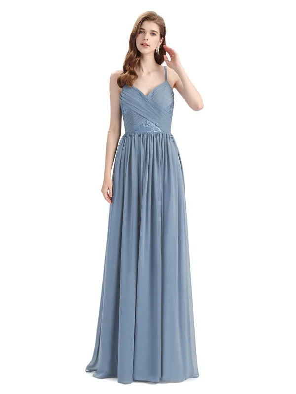 Elegant Spaghetti Straps A-line Chiffion Floor-Length Bridesmaid Dresses sold by ChicSew product image thumbnail 3