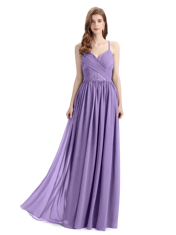 Elegant Spaghetti Straps A-line Chiffion Floor-Length Bridesmaid Dresses sold by ChicSew product image thumbnail 5