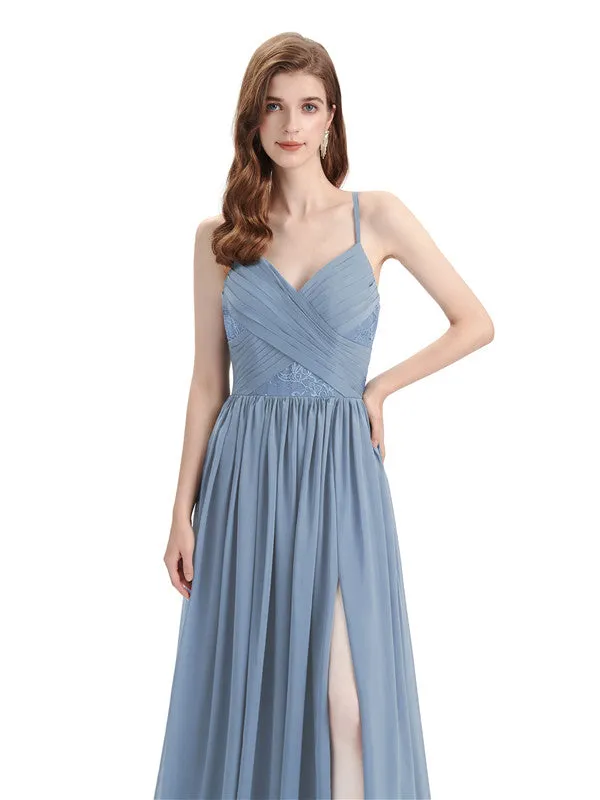Elegant Spaghetti Straps A-line Chiffion Floor-Length Bridesmaid Dresses sold by ChicSew product image thumbnail 2