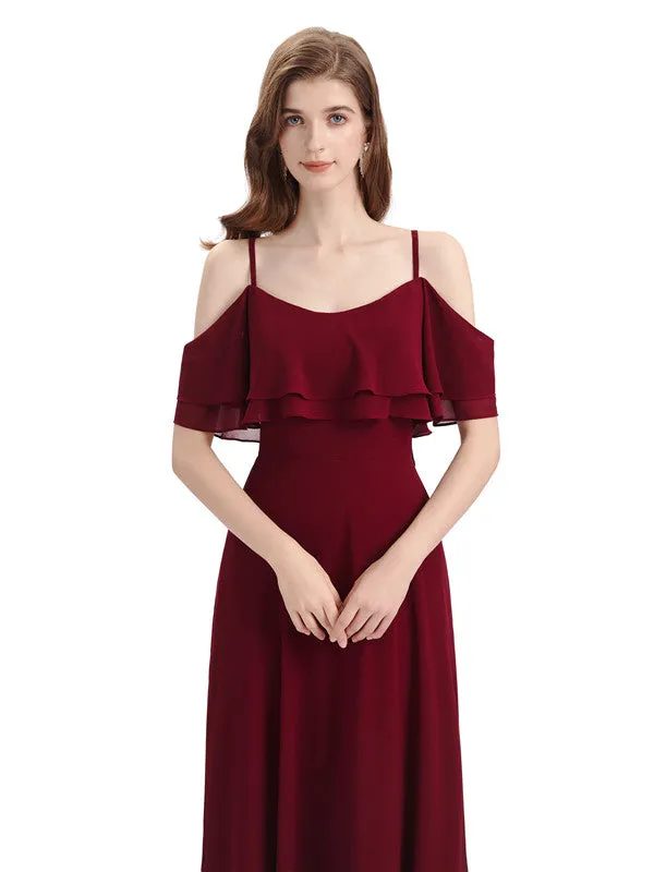 Elegant A-line Spaghetti Straps Chiffion Floor-Length Bridesmaid Dresses sold by ChicSew product image thumbnail 2