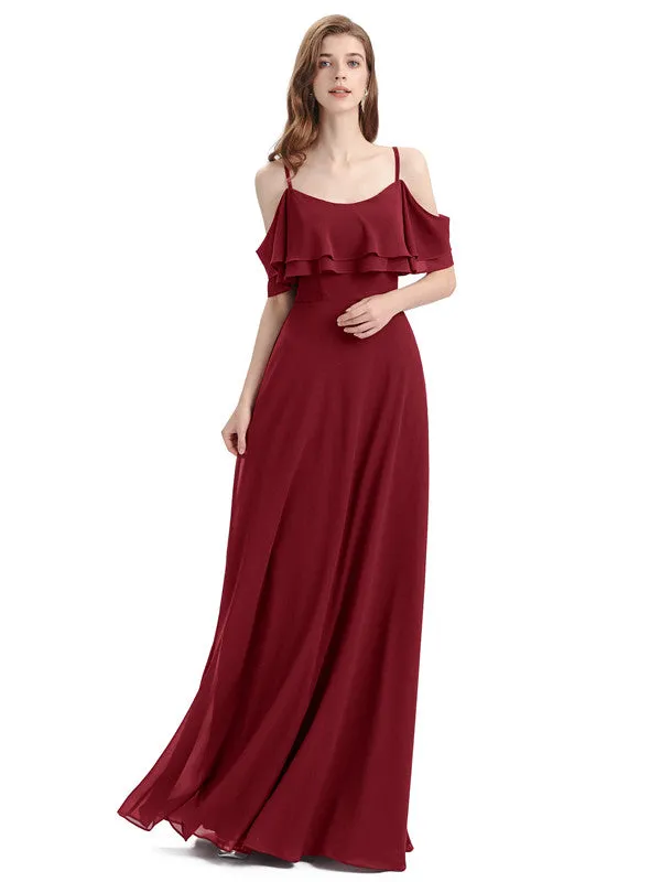Elegant A-line Spaghetti Straps Chiffion Floor-Length Bridesmaid Dresses sold by ChicSew
