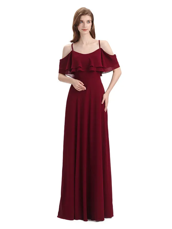 Elegant A-line Spaghetti Straps Chiffion Floor-Length Bridesmaid Dresses sold by ChicSew product image thumbnail 3