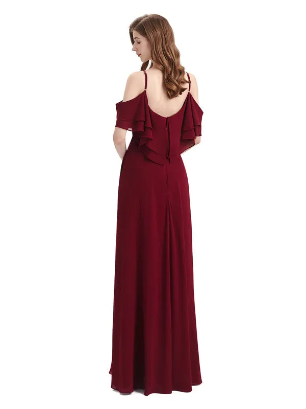 Elegant A-line Spaghetti Straps Chiffion Floor-Length Bridesmaid Dresses sold by ChicSew product image thumbnail 4