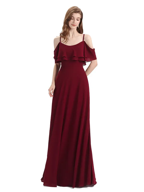 Elegant A-line Spaghetti Straps Chiffion Floor-Length Bridesmaid Dresses sold by ChicSew product image thumbnail 5