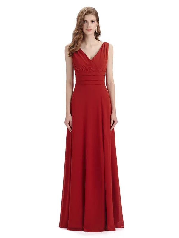 Elegant Sleeveless V-Neck Side Slit Floor-Length Long Bridesmaid Dresses sold by ChicSew product image thumbnail 5