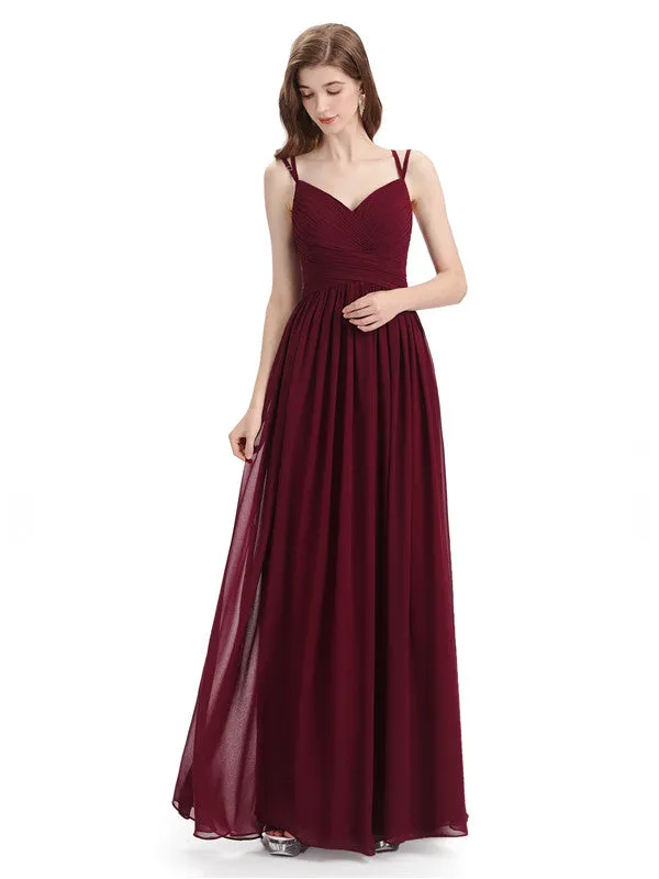Spaghetti Straps Chiffon A-line Sleeveless V-neck Floor-Length Bridesmaid Dresses sold by ChicSew