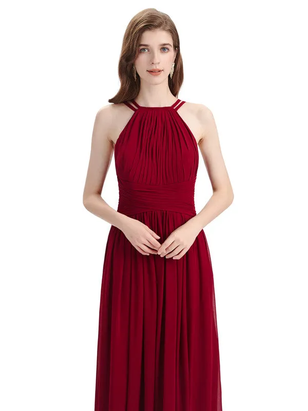 Charming Halter Chiffon A-line Sleeveless Floor-Length Bridesmaid Dresses sold by ChicSew product image thumbnail 2