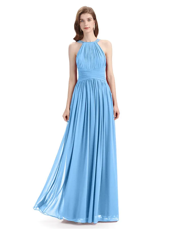 Charming Halter Chiffon A-line Sleeveless Floor-Length Bridesmaid Dresses sold by ChicSew product image thumbnail 5