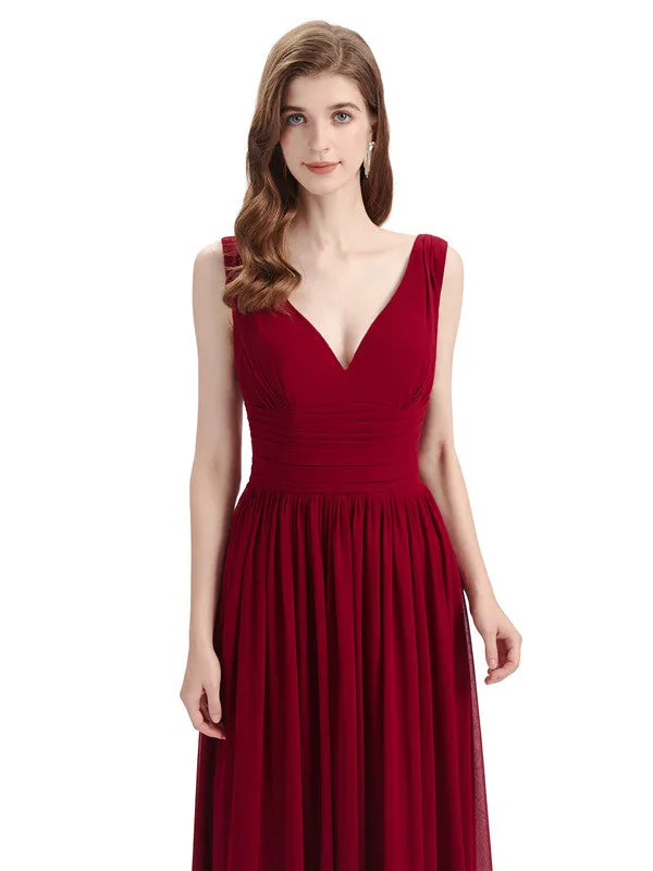 Simple Spaghetti Straps Chiffon A-line Sleeveless Floor-Length Bridesmaid Dresses sold by ChicSew product image thumbnail 2