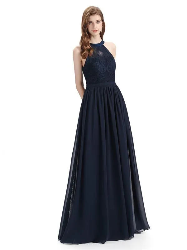 Beautiful Halter Chiffon A-line Sleeveless Floor-Length Bridesmaid Dresses sold by ChicSew product image thumbnail 4