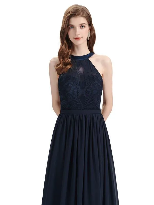 Beautiful Halter Chiffon A-line Sleeveless Floor-Length Bridesmaid Dresses sold by ChicSew product image thumbnail 2