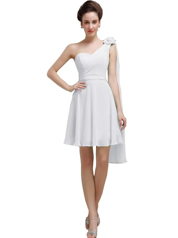 One Shoulder Chiffon Short Bridesmaid Dresses sold by ChicSew product image thumbnail 5