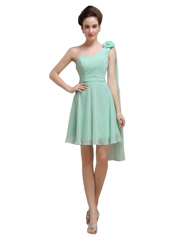 One Shoulder Chiffon Short Bridesmaid Dresses sold by ChicSew