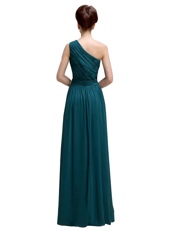 Simple One-shoulder Chiffon Long Bridesmaid Dresses sold by ChicSew product image thumbnail 2