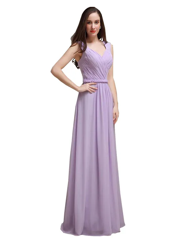 Honest A-line Chiffon Long Bridesmaid Dresses sold by ChicSew product image thumbnail 4