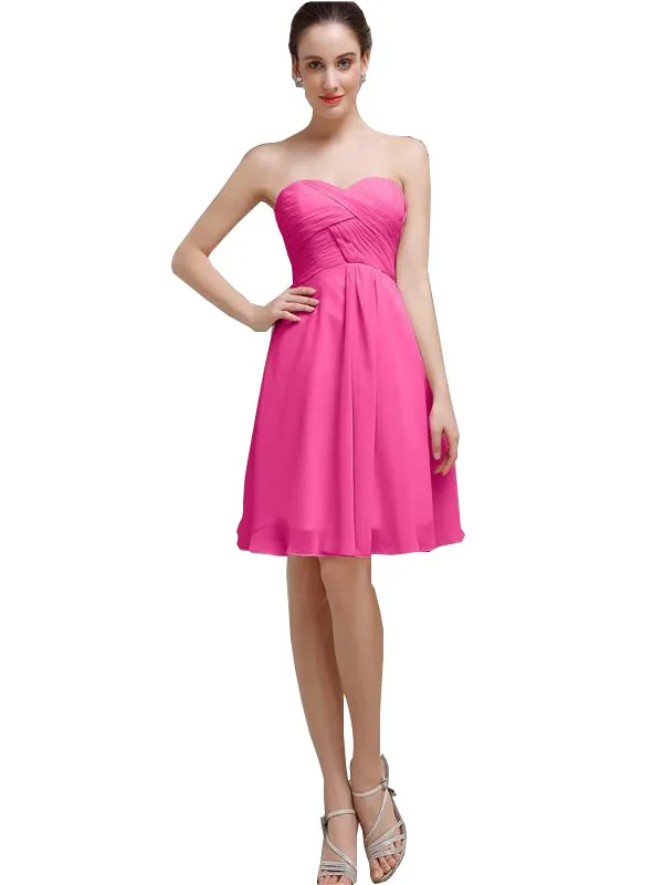 Sweetheart Pleats Chiffon Short Bridesmaid Dresses sold by ChicSew product image thumbnail 5