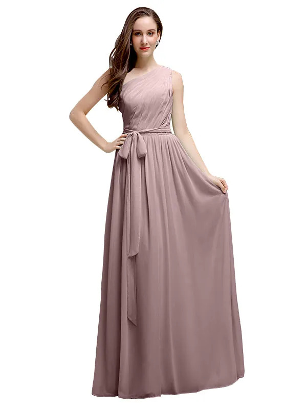A-line One-shoulder Long Bridesmaid Dresses sold by ChicSew product image thumbnail 5