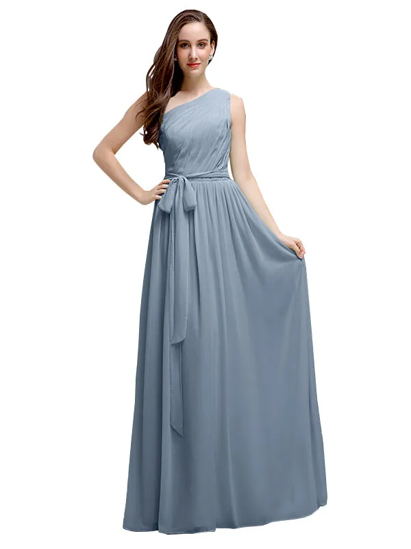 A-line One-shoulder Long Bridesmaid Dresses sold by ChicSew