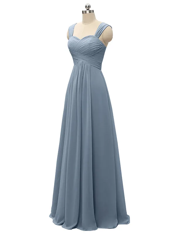 Elegant Strap Chiffon Floor Length Long Bridesmaid Dresses sold by ChicSew