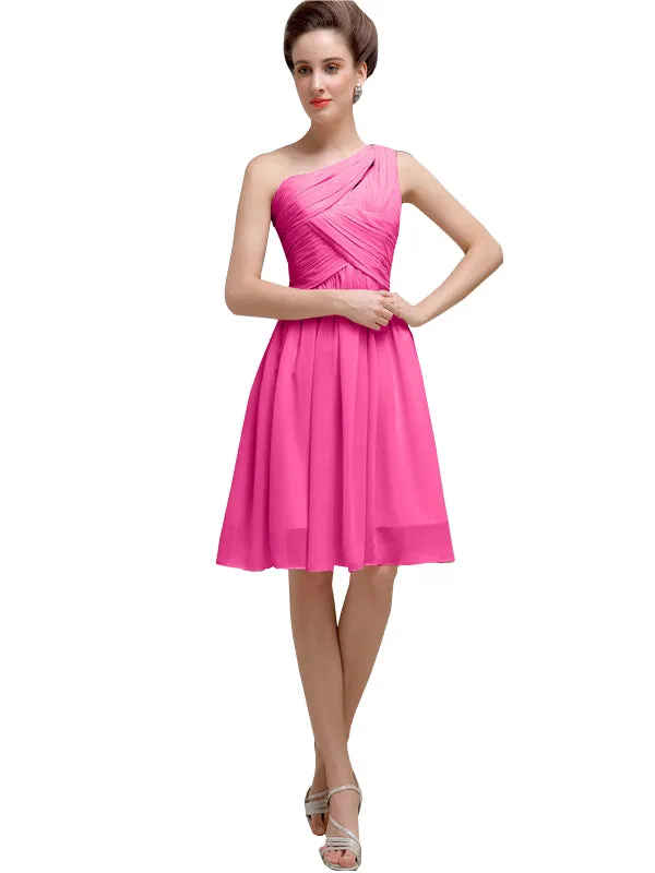Pretty One-shoulder A-line Knee-Length Bridesmaid Dresses sold by ChicSew product image thumbnail 5
